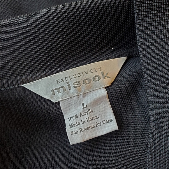 Exclusively Misook black knit open front cardigan sweater, size Large, business - Picture 5 of 5